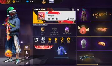 Conta FF com camisa Galaxy A80 e conjunto Ragnarok