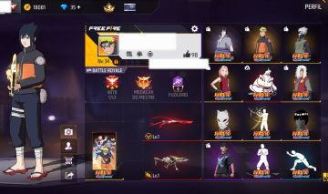 CONTA DE FF COM SKINS DA PARCERIA NARUTO