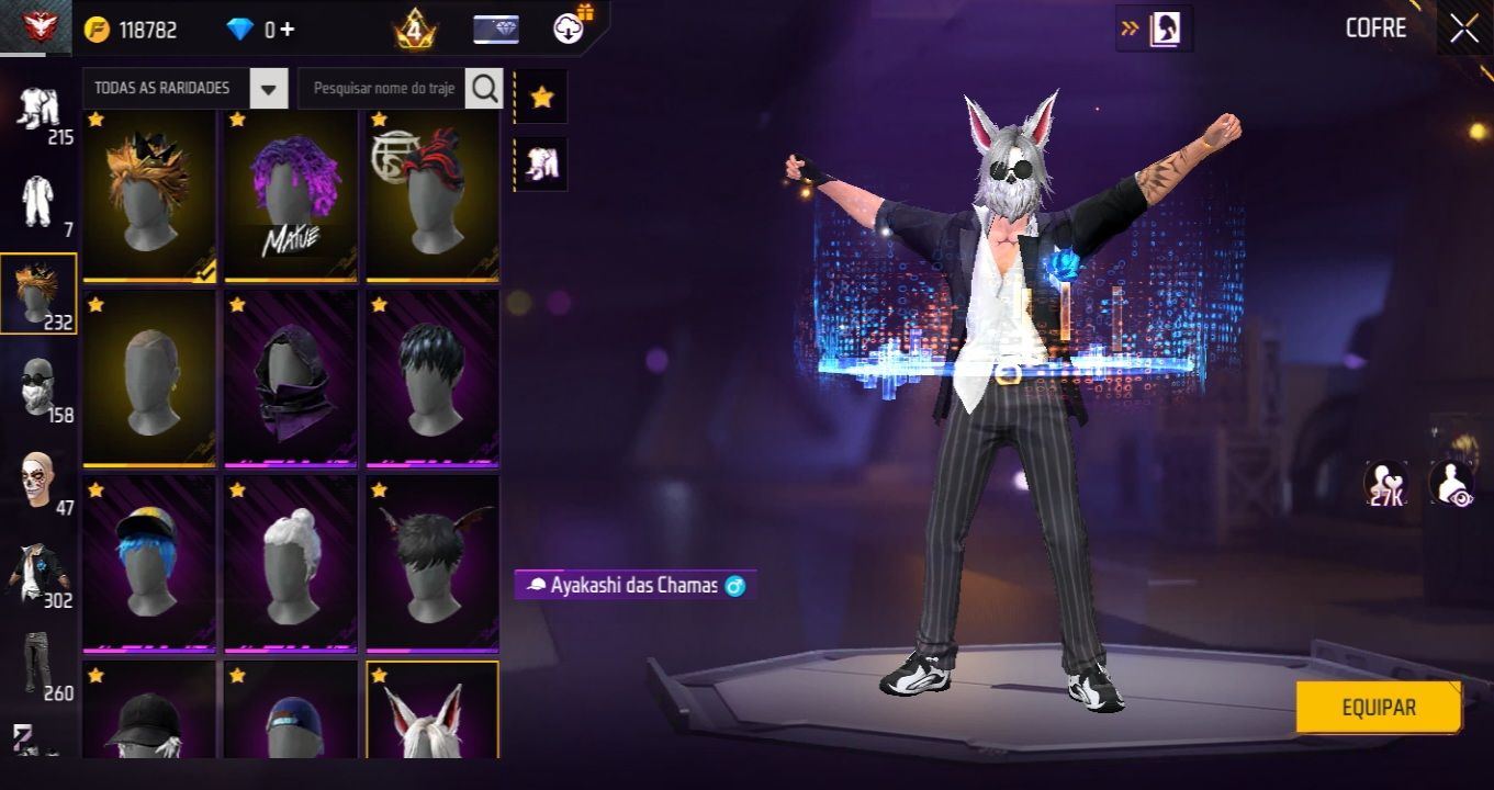 Conta de free fire para ap + skins Conjuntos
