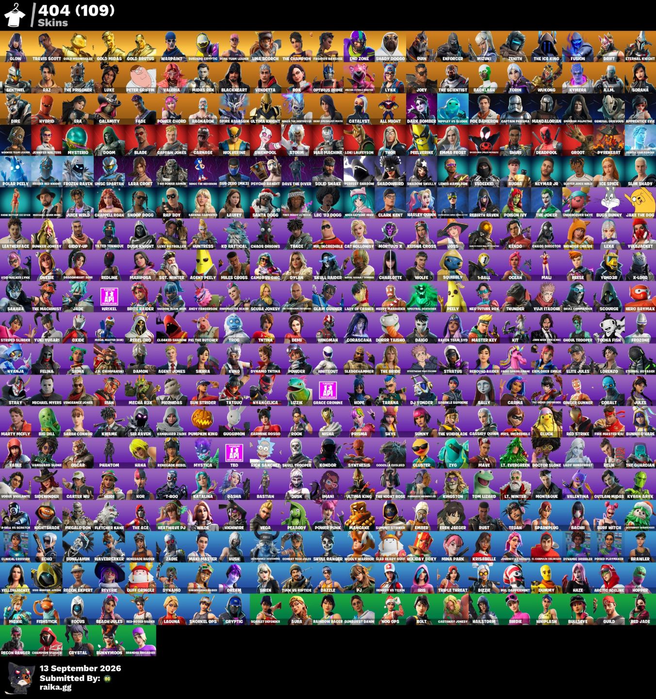 CONTA FORTNITE, TRAVIS SCOTT, MINTY E GLOW 404 SKINS