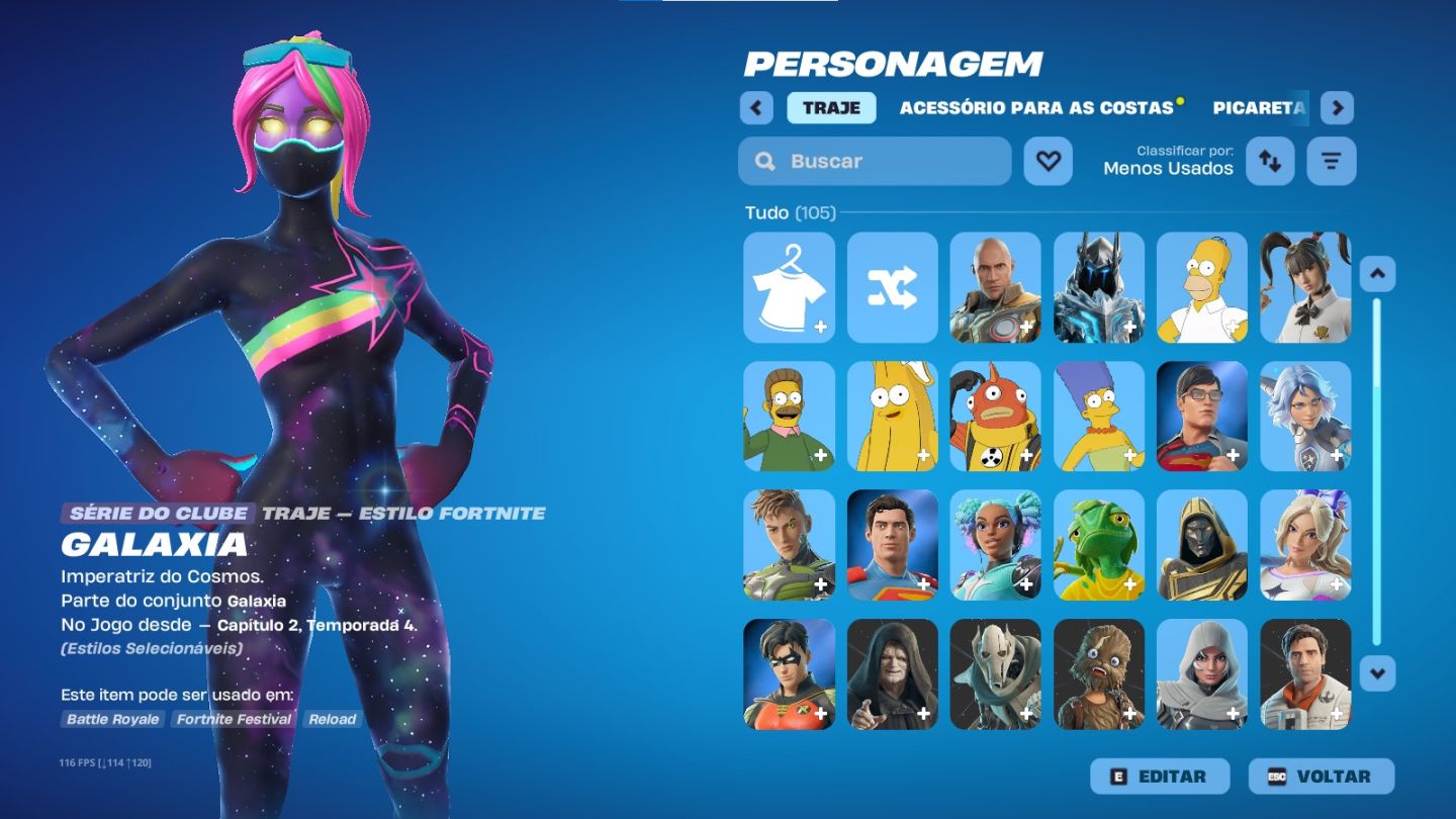 [VENDA] CONTA FORTNITE RARA + EPIC FULL COM JOGOS - 105 SKINS + GALÁXIA OG