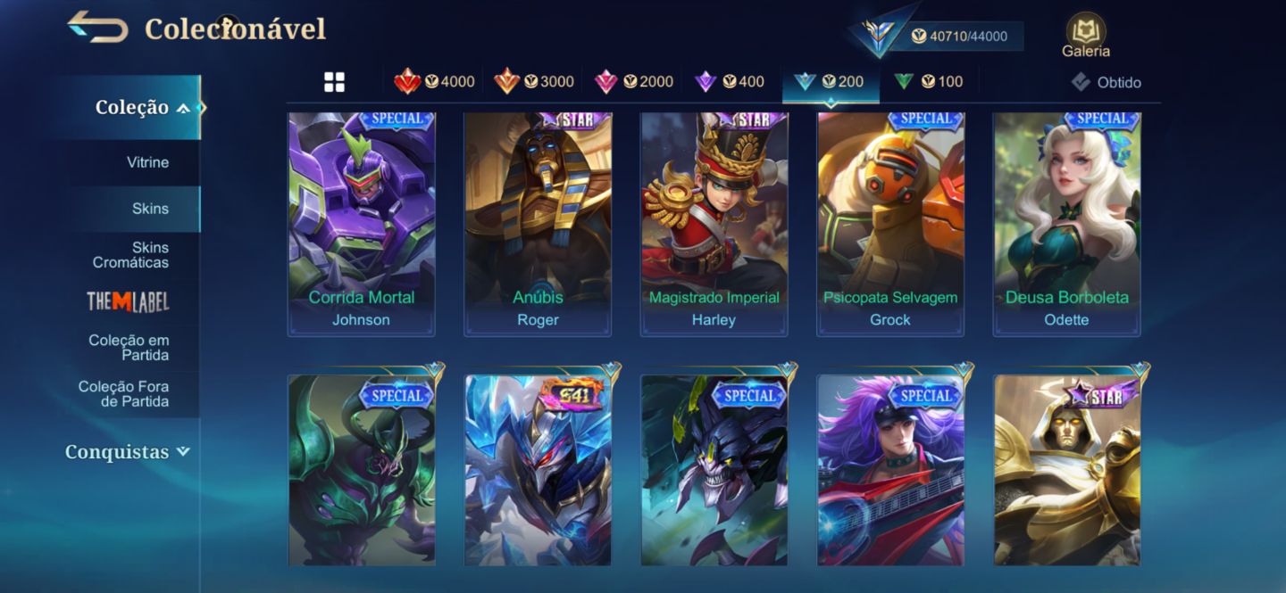 CONTA MOBILE LEGENDS | 198 SKINS | KARINA KOF | EX-IMORTAL 122 | TOP BR BELERIC