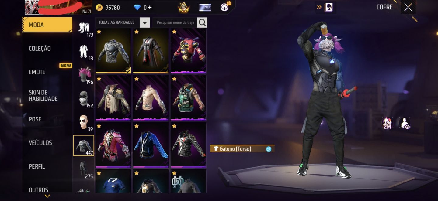 Conta free fire antiga 2018 com vários itens raros
