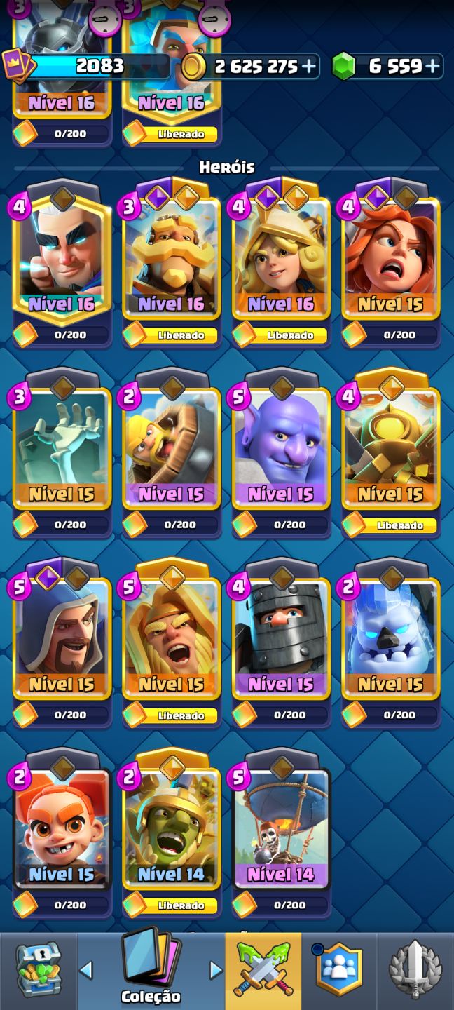 Conta de Clash royale bem upada e com várias evoluções