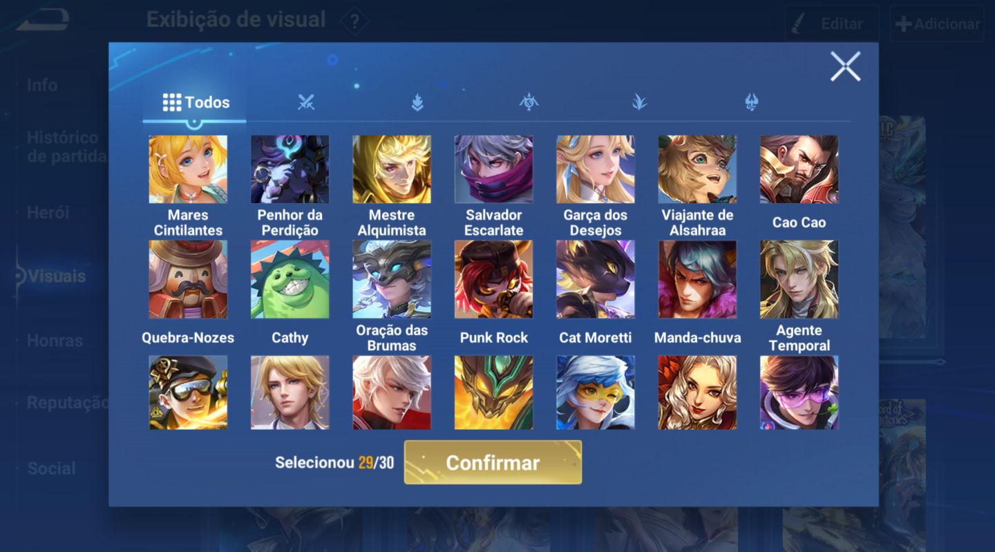 Minha conta honor of kings com skins extremamente raras