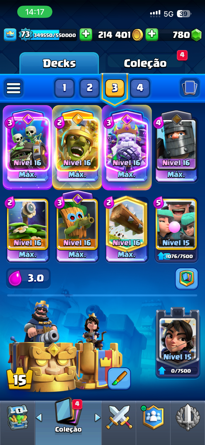CONTA CLASH ROYALE META 12500 TROFÉUS