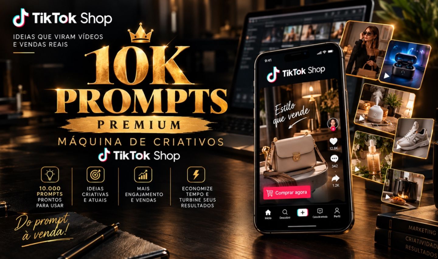 Pack de 10k Prompts Premium - Máquina de Criativos TikTok Shop - GPT Astra