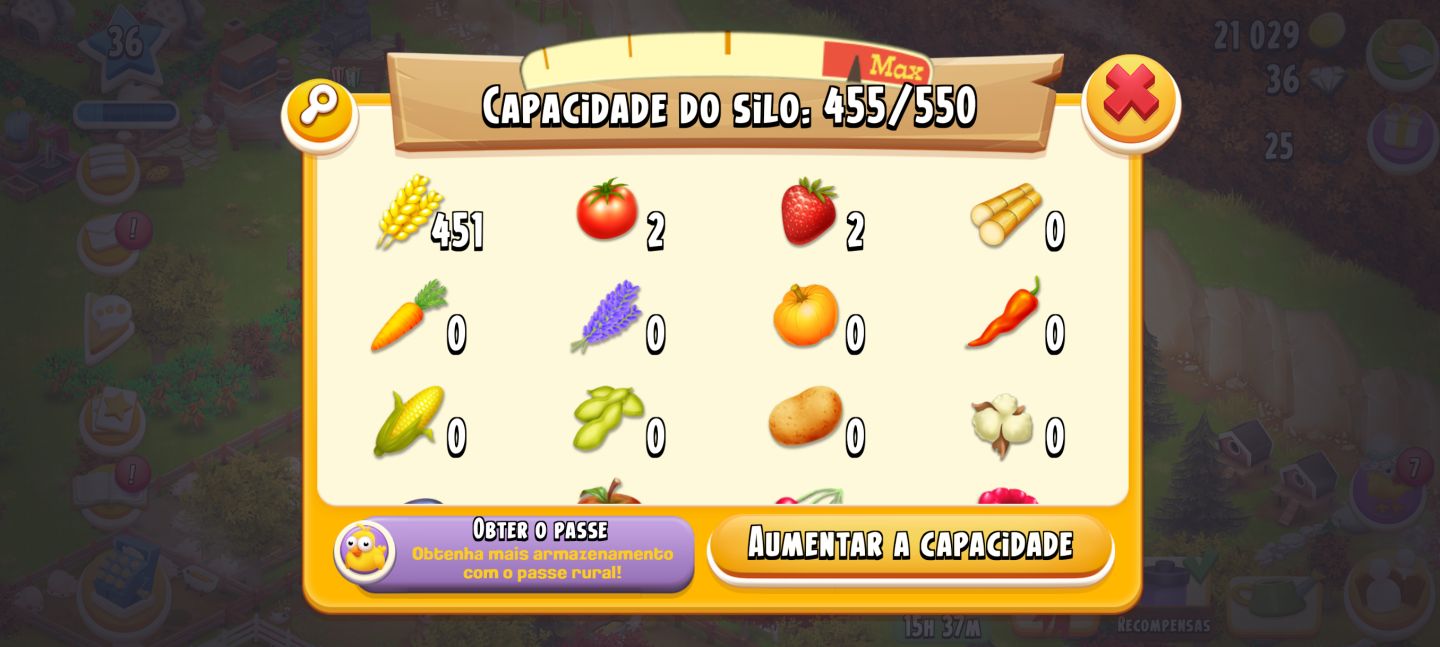 Fazenda hay day nível 36