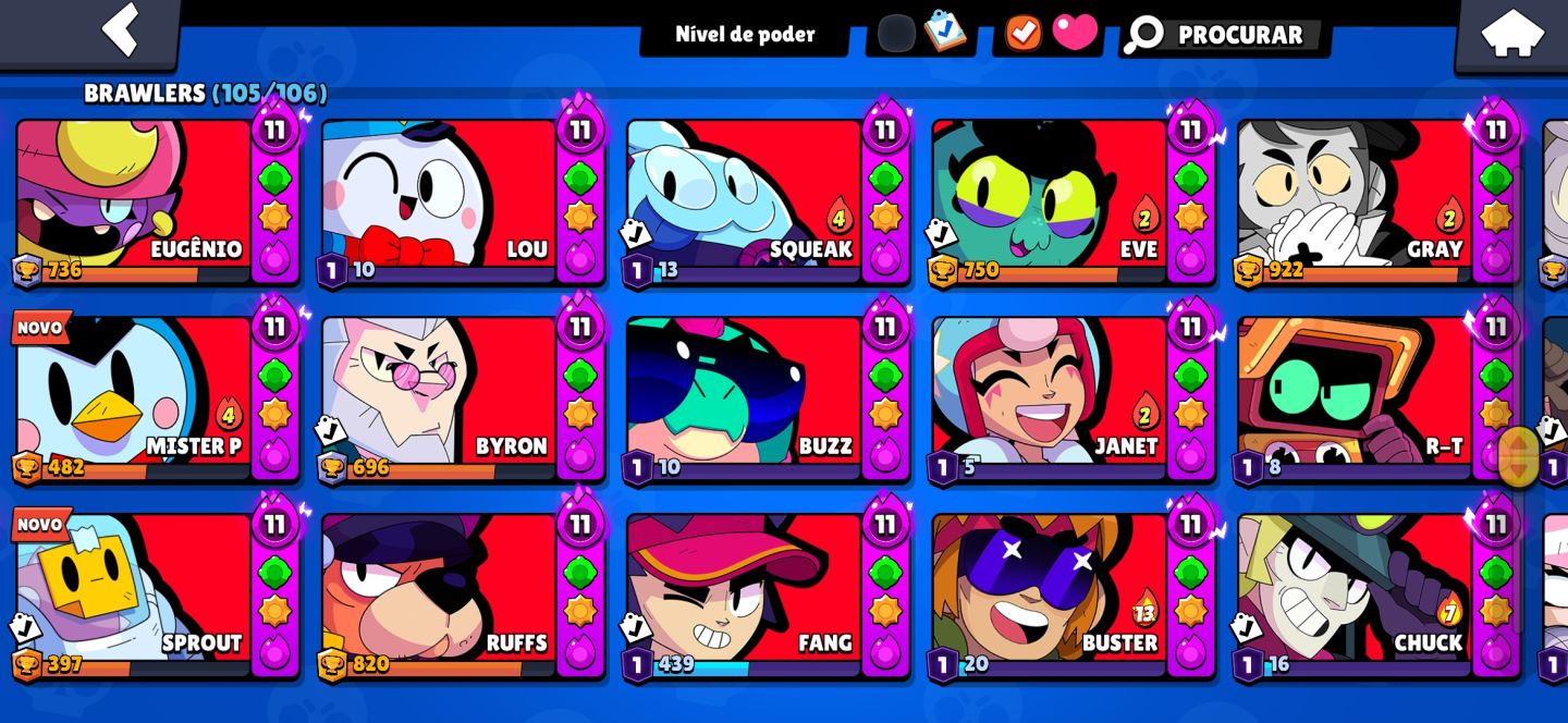 CONTA BRAWL STARS FULL + DE 95 BRAWLERS PODE 11 E BUFFIES
