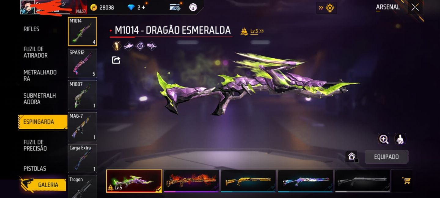 Conta Rara Free Fire Nível 63 com calça angelical e vários passes
