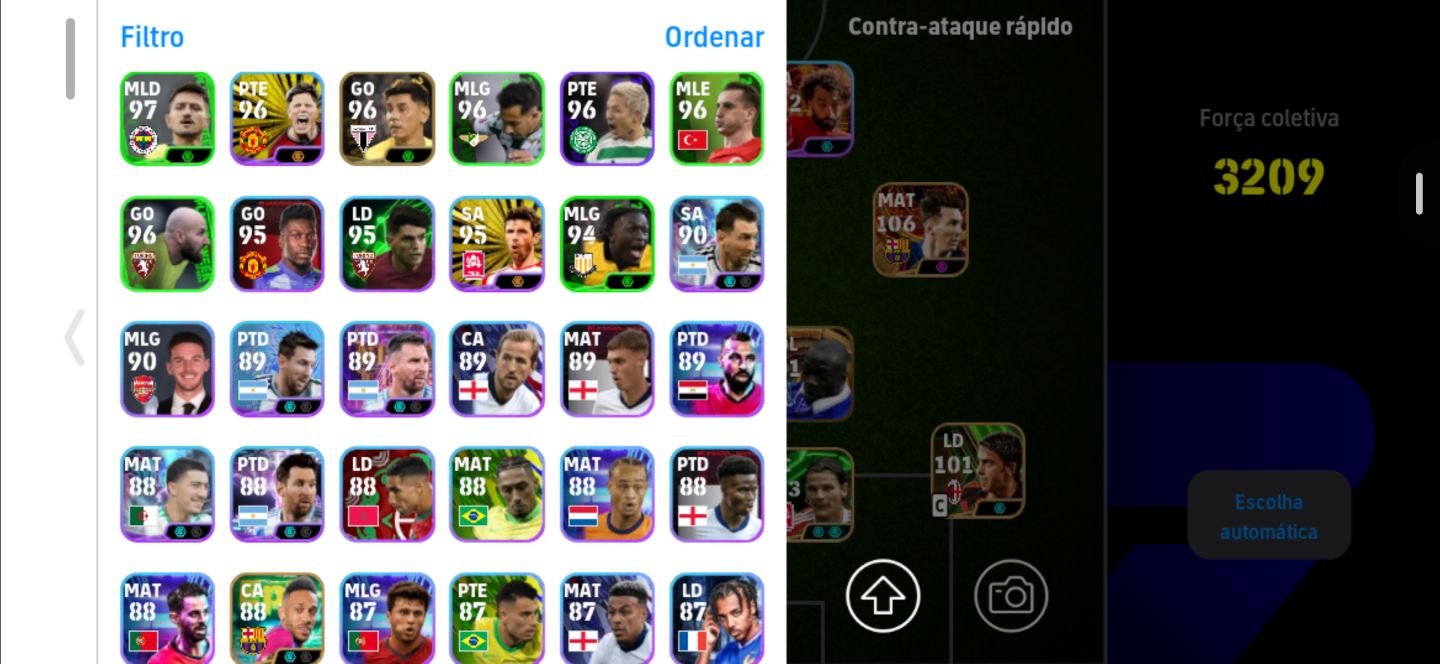 Conta Meta de Efootball Mobile com Salah Blitz, Bale Novo, Messi BigTime e Cruyf