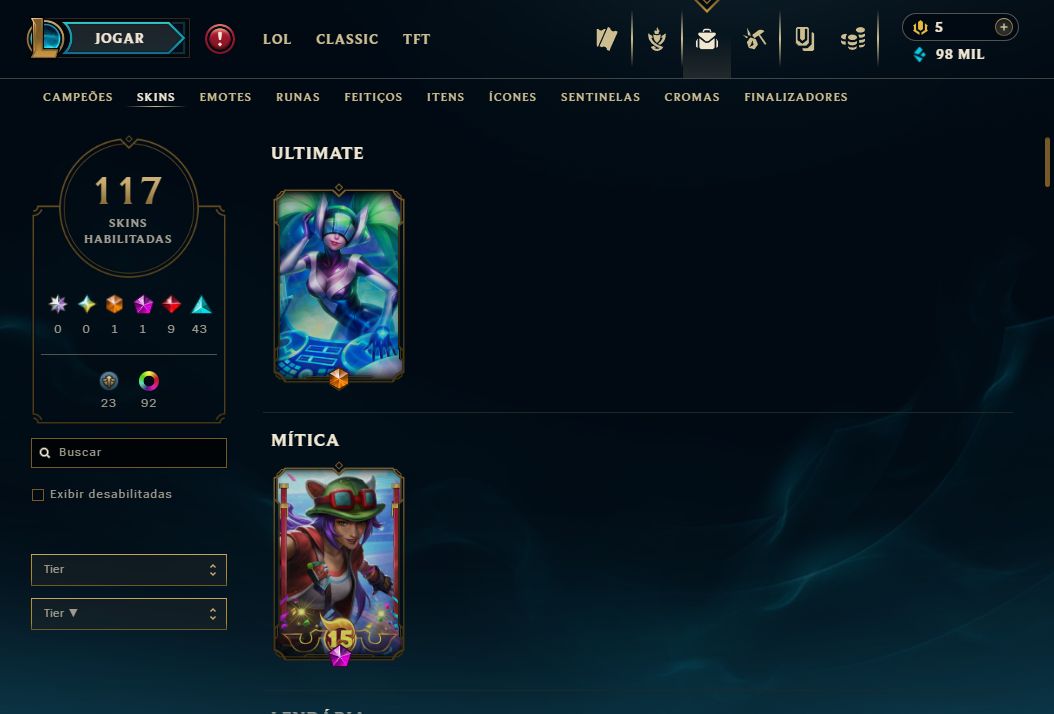 Conta LoL 2023 | Todos os Campeões | 117 Skins | Nível 252