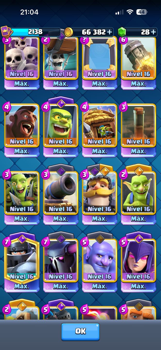 CONTA CLASH ROYALE! 14k+ já foi maior campeão. Cartas níveis top tier