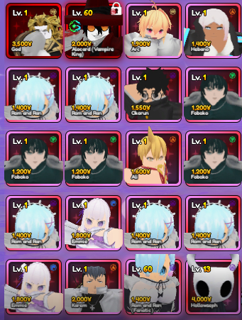 Anime Vanguards Exclusive/Vanguards Units