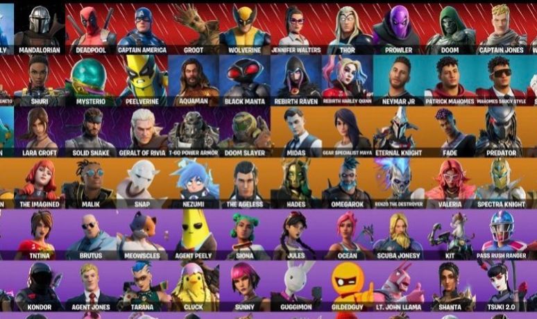 CONTA DE FORTNITE COM 161 SKINS + MIDAS + MARVEL + DC + LARA CROFT + TRYHARD