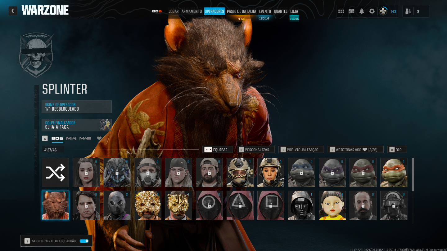 Conta warzone com muitas skins