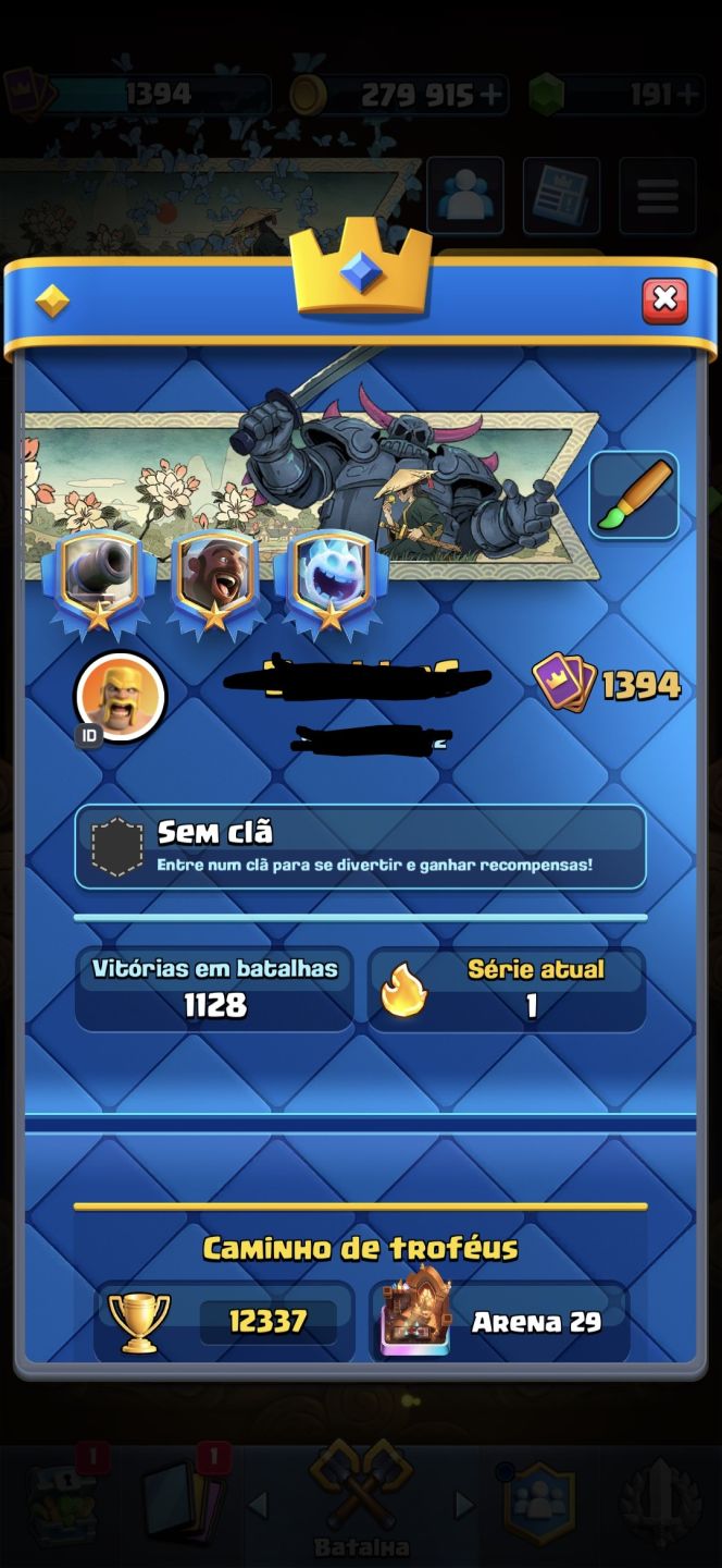 Clash royale, deck de log bait evocannon quase no máximo, 4 heróis e 10 evo