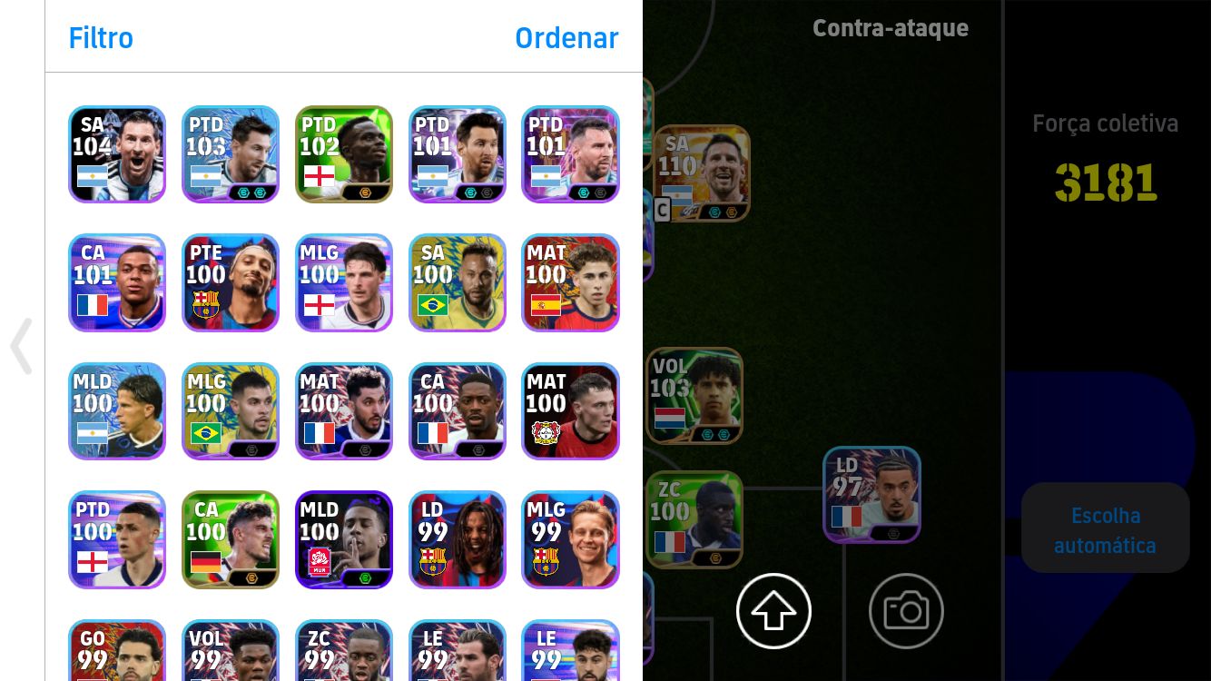 CONTA EFOOTBALL RARA NEYMAR PRIME 107 + MESSI BIG TIME 111 + JAMES BLITZ CURLER