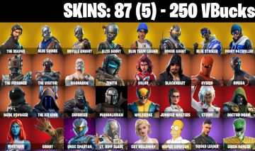 87 skins s2 Blue squire Royale Knight , s3 The Reaper 250 VB Rogue Agent