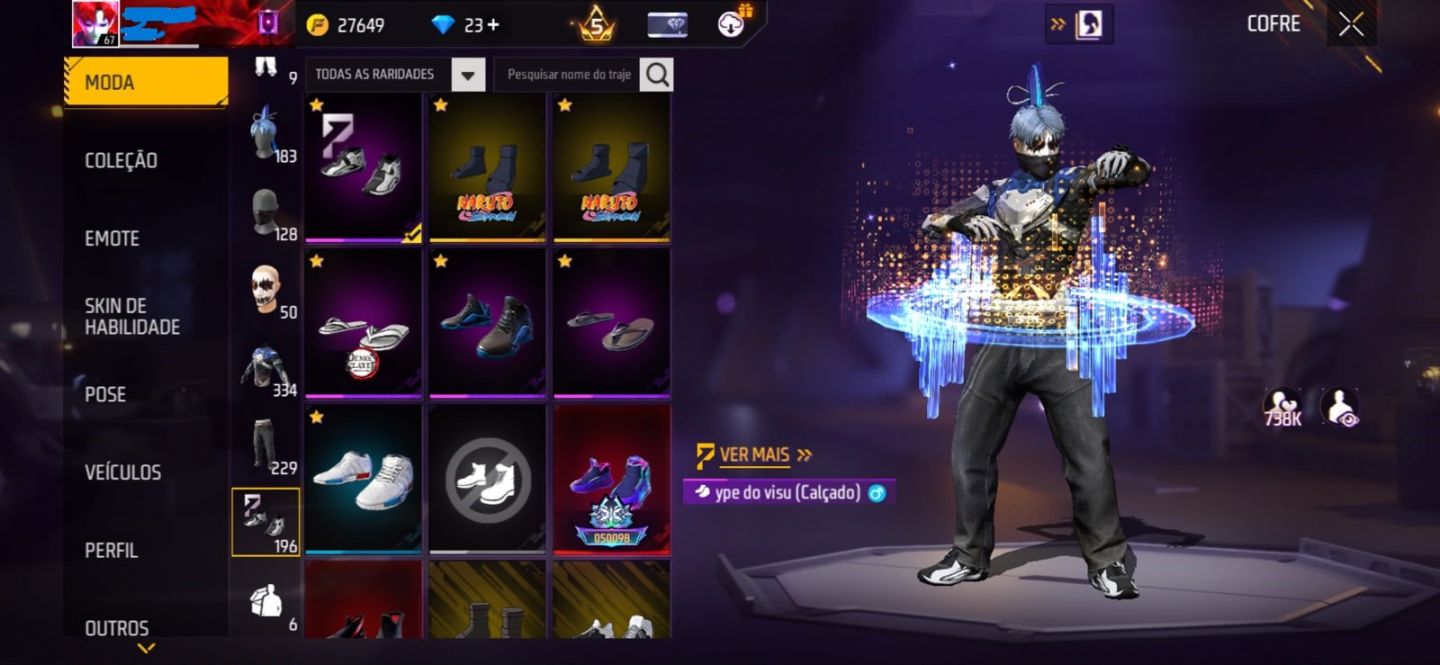 Conta Free Fire com Conjuntos Raros, Skins Exclusivas e Calças Angelicais top!