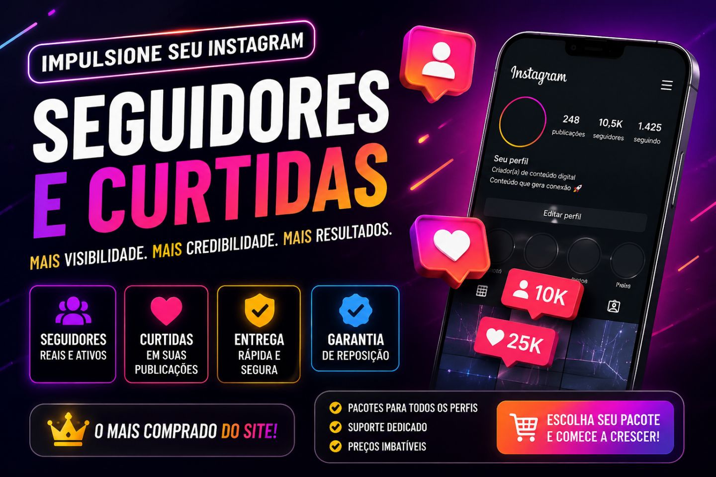 [MAIS VENDIDO] Seguidores Instagram + Curtidas + Visualizações | Menor Preço