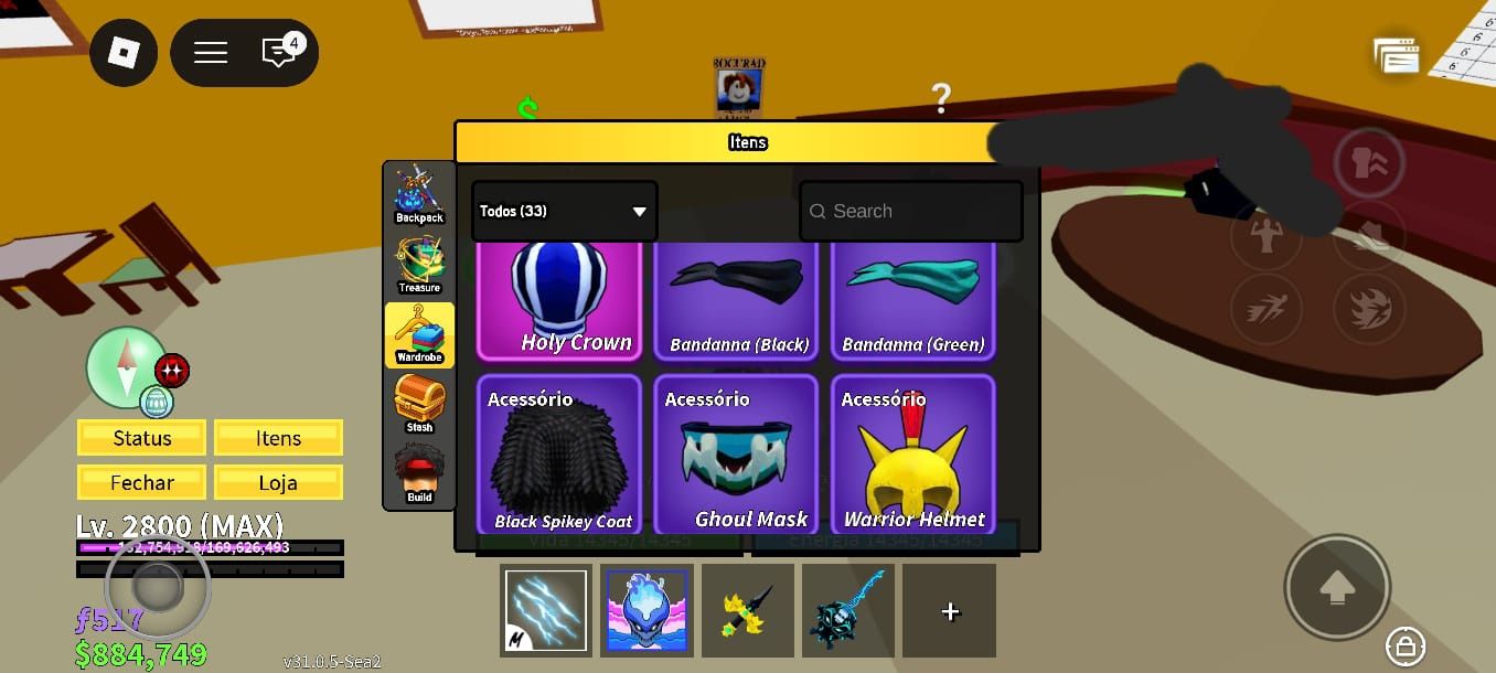 Conta Blox Fruit Full Lv Máximo Soco e Defesa