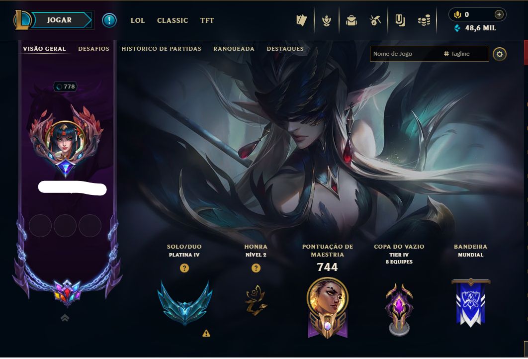 Conta LOL com mais de 600 skins