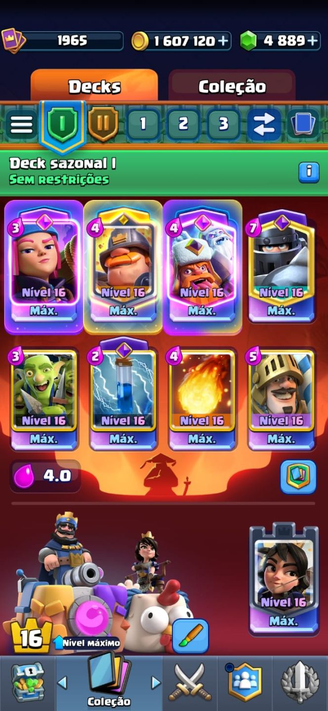 Conta Clash Royale Nível Máx, 27 Evo, Todas Cartas, 5 Heróis