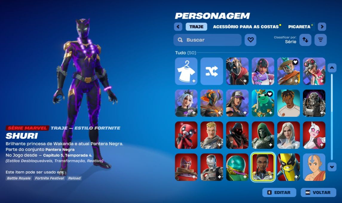 CONTA FORTNITE | 50 SKINS | SHURI + DOUTOR DESTINO + JUICE WORLD