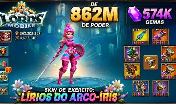 862m de Poder pré t5, Skin de exército: Lírios do Arco-Íris e 575k gemas