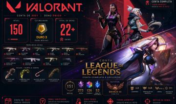 CONTA VALORANT GOLD e LOL NV 150 E 170 - + SKINS