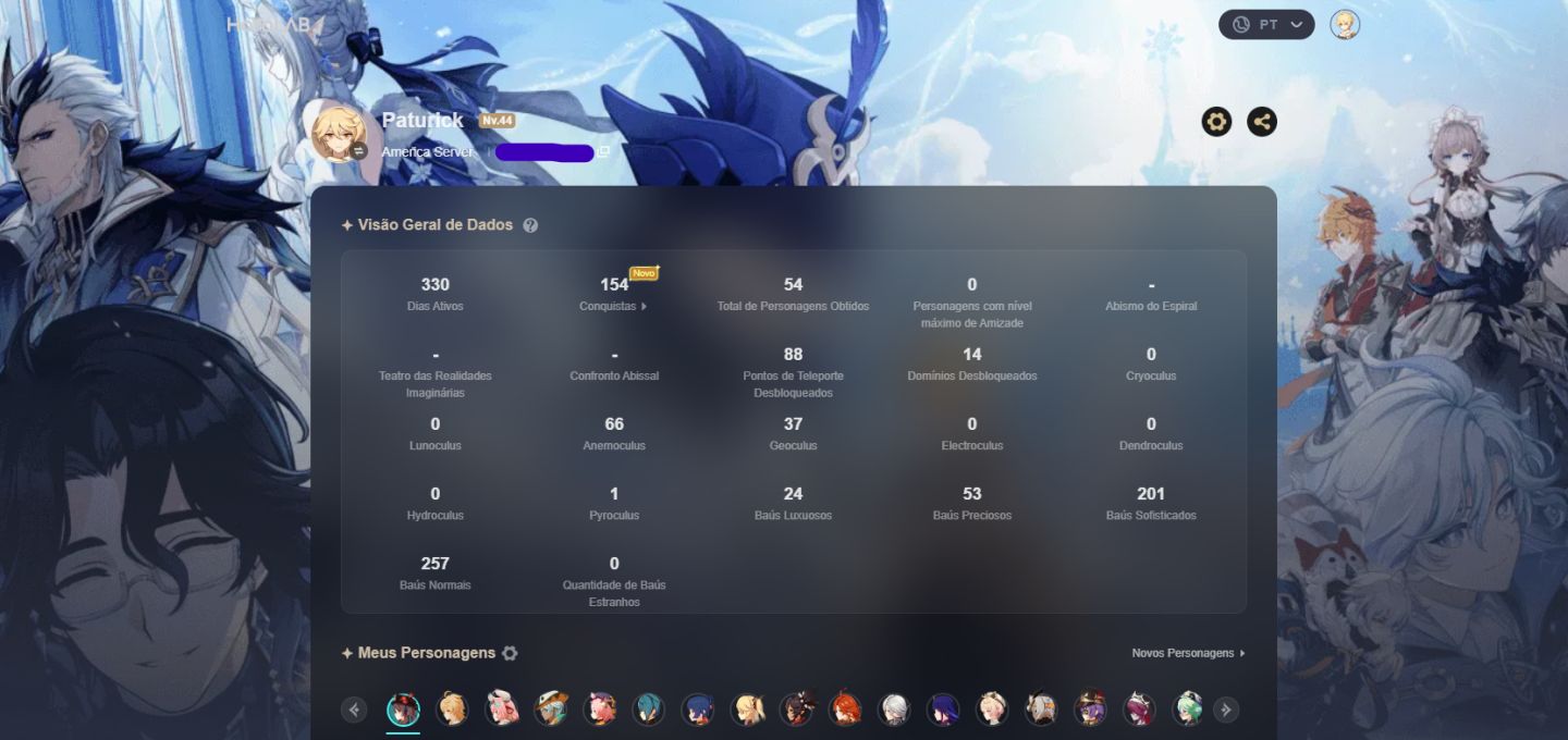 (Server America) Acc Lvl 44 - Varessa, Mavuika, Arlequino, Navia e+