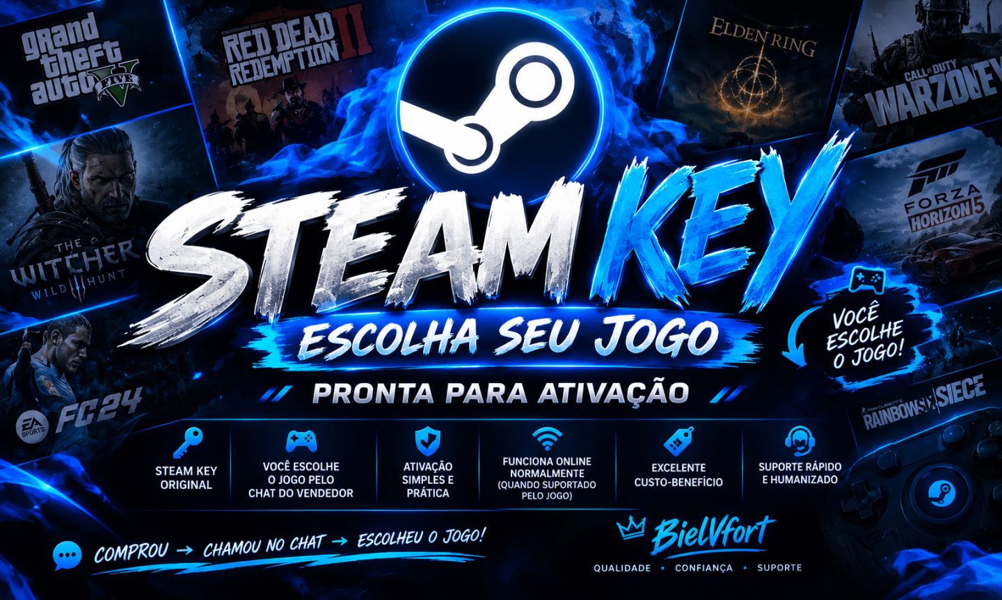 STEAM KEY | ESCOLHA SEU JOGO | PRONTA PARA ATIVAÇÃO | JOGOS INCLUSOS