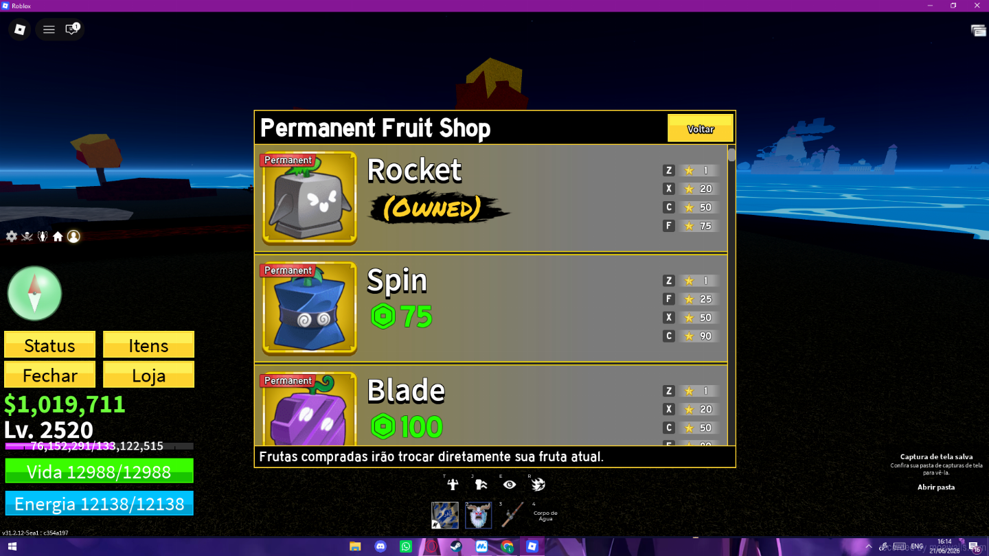Conta top de Blox fruit com várias gamepass !!