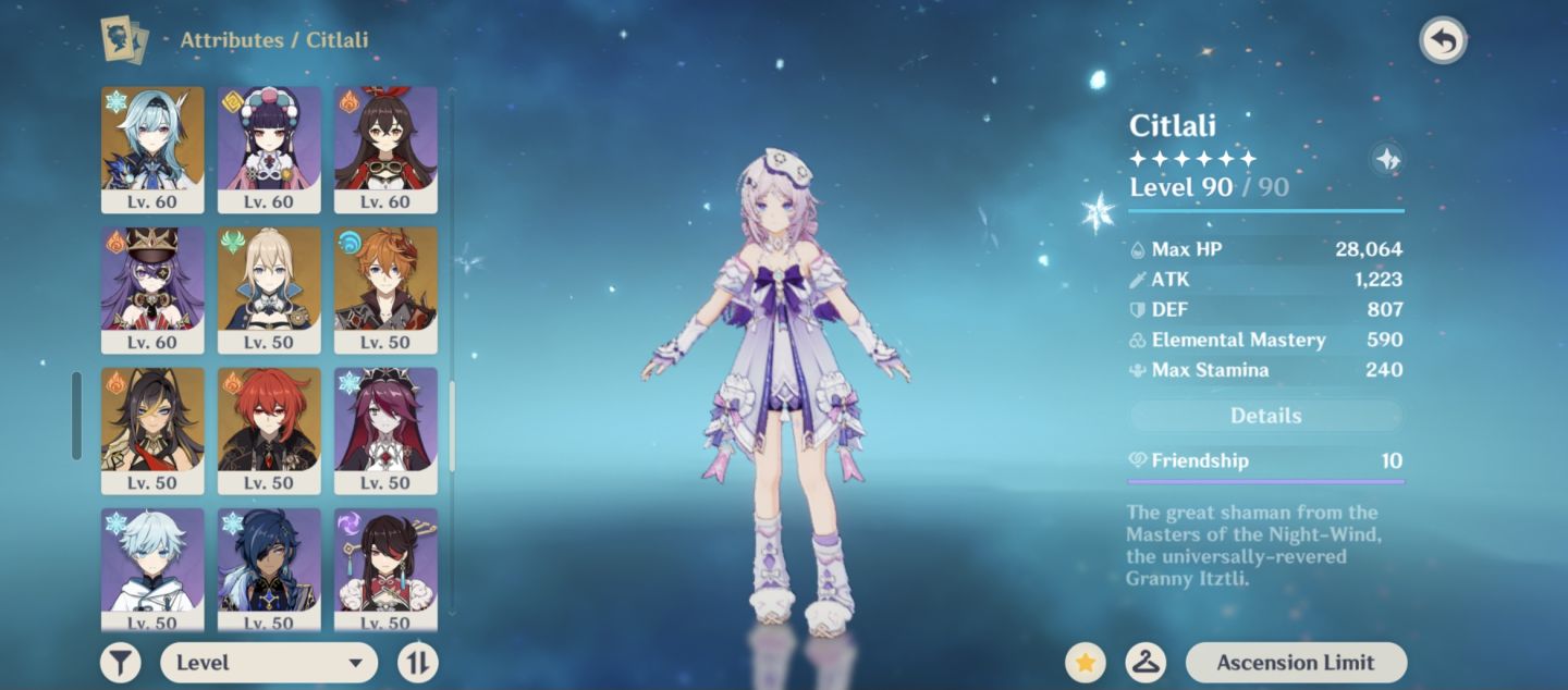 CONTA GENSHIN ENDGAME MAVUIKA + FURINA + CITLALI + SKINS