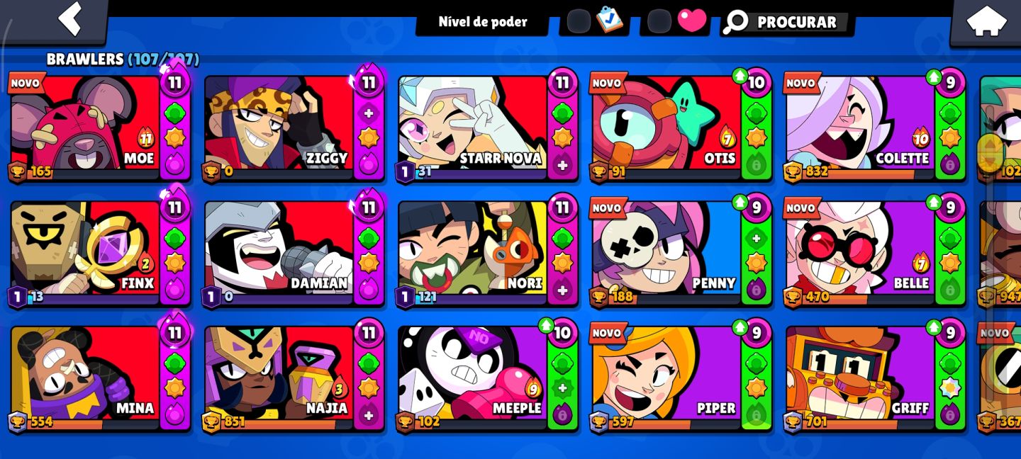 Conta brawl stars todos os brawlers 108/108