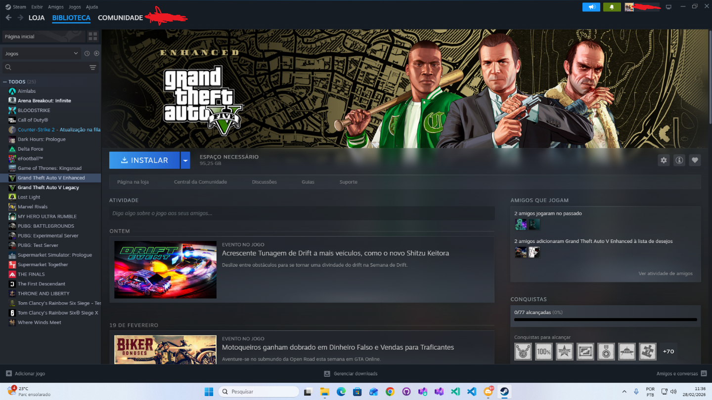 Conta da Steam com GTA V e conta no Cs2!