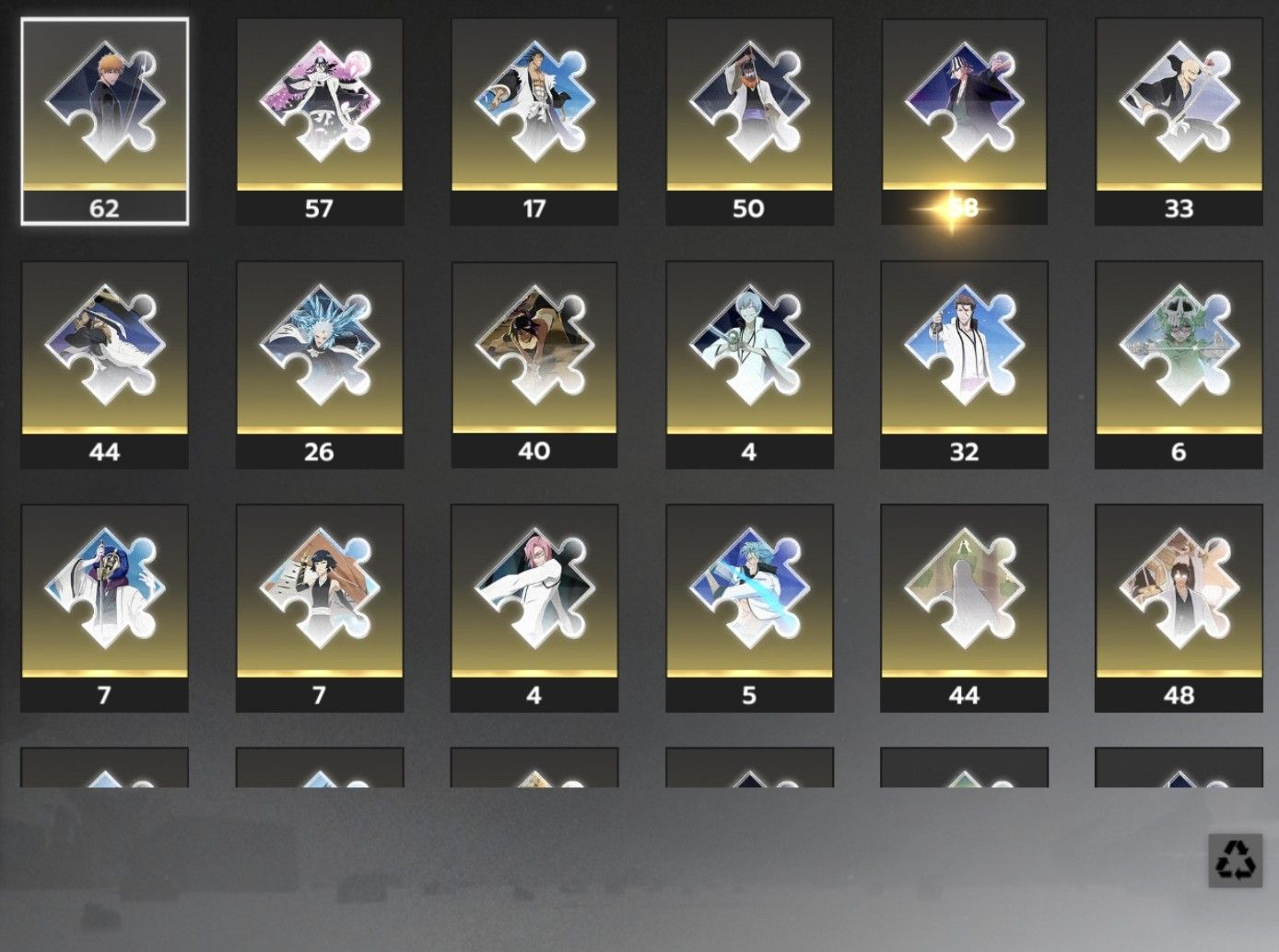 CONTA FORTE BLEACH SOUL RESONANCE AIZEN MAX, ICHIGO LV100 MUITOS ITENS/TICKETS