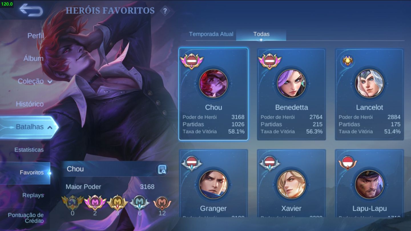 Conta main chou barata com kof chou cdz collector harley etc winrate positivo