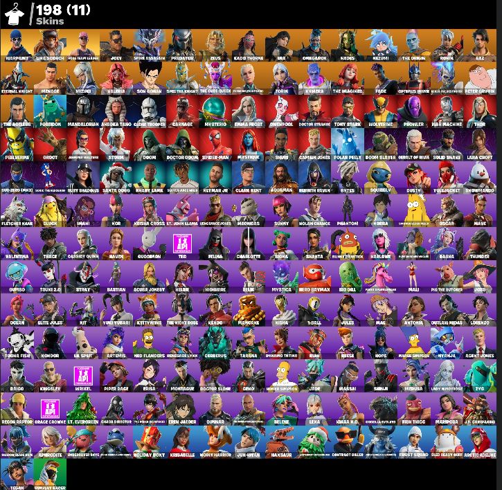 CONTA STW OG|198 SKINS|PASSE MARVEL|NEYMAR|LARA CROFT|EMOJIS ICONE|96 MAX STYLES