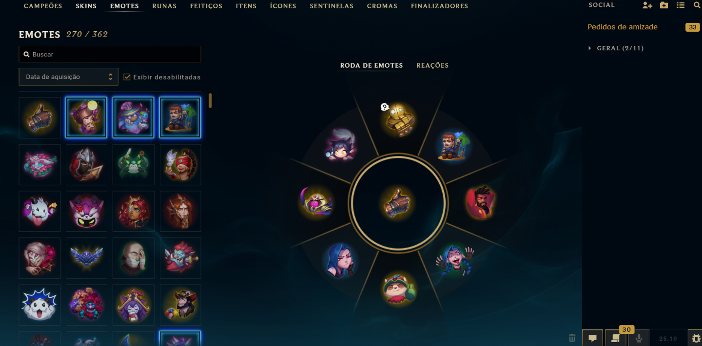 Conta de luxo de 2013. Platina. Nível 758 e mais de 100 skins.