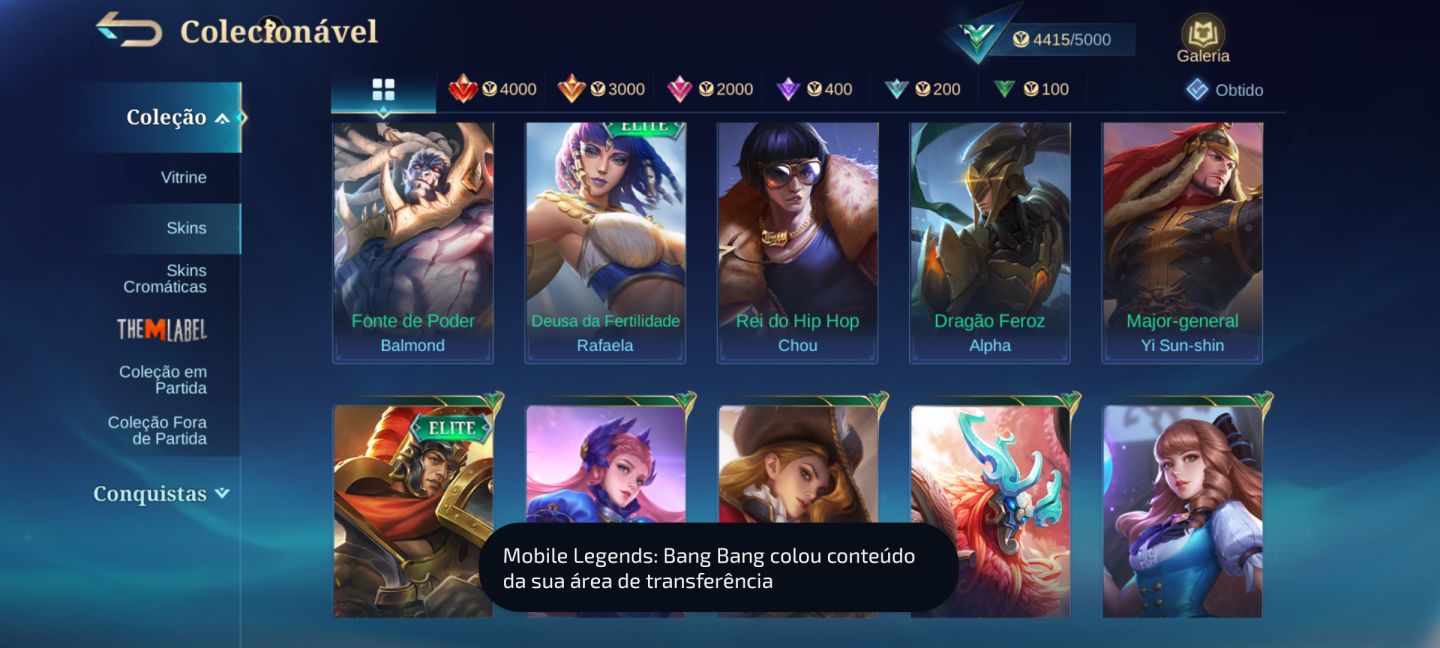 Conta de Mlbb com Wr acima de 90%