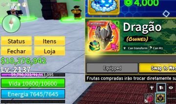 CONTA BLOX FRUITS COMPLETA DRAGON PERMANENTE + DARK BLADE (YORU) + GAMEPASSES