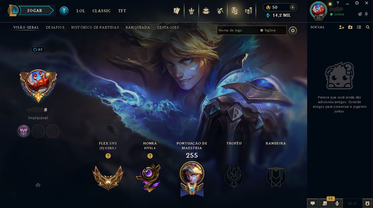 CONTA LOL GOLD IV | 108 CAMPEÕES | SKINS VARIADAS | NÍVEL 83