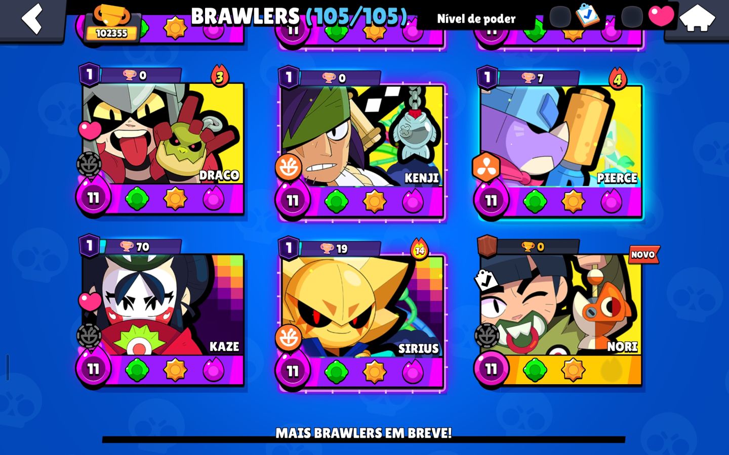 Conta full brawl stars, 6 mestres, +100k troféu, 5 skin ouro, shelly estelar