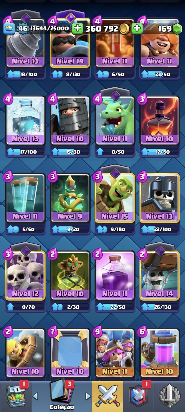 Conta clash royale 10k de troféus, diversas cartas upadas, level 46, 4 anos