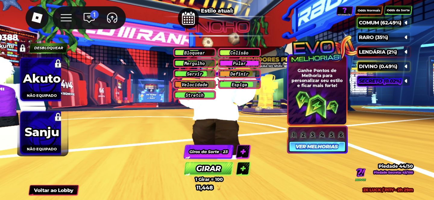 Conta do roblox volleyball legends com secreto e evo