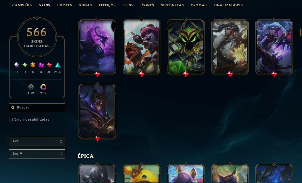 Conta 566 skins lvl 1065