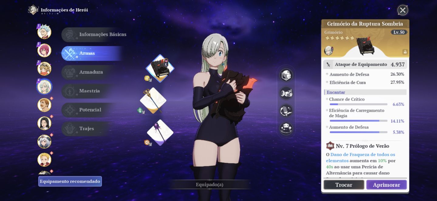 BAN P10, MERLIM P10, MELIODAS P9, ELIZA P6, GOWTHER P6, CONTA FULL END GAME