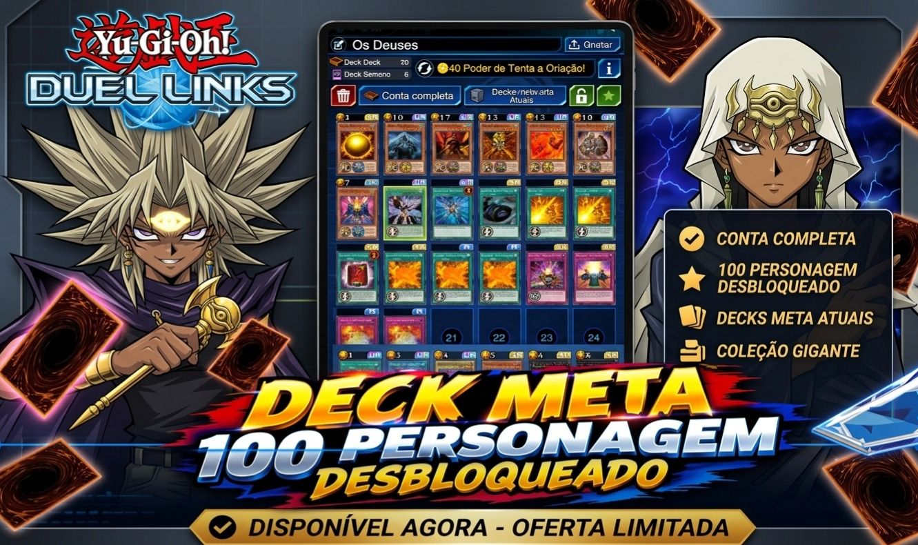 Conta Yu-gi-oh Duel Links + 17 Decks Meta Prontos+100 Personagens Desbloqueados